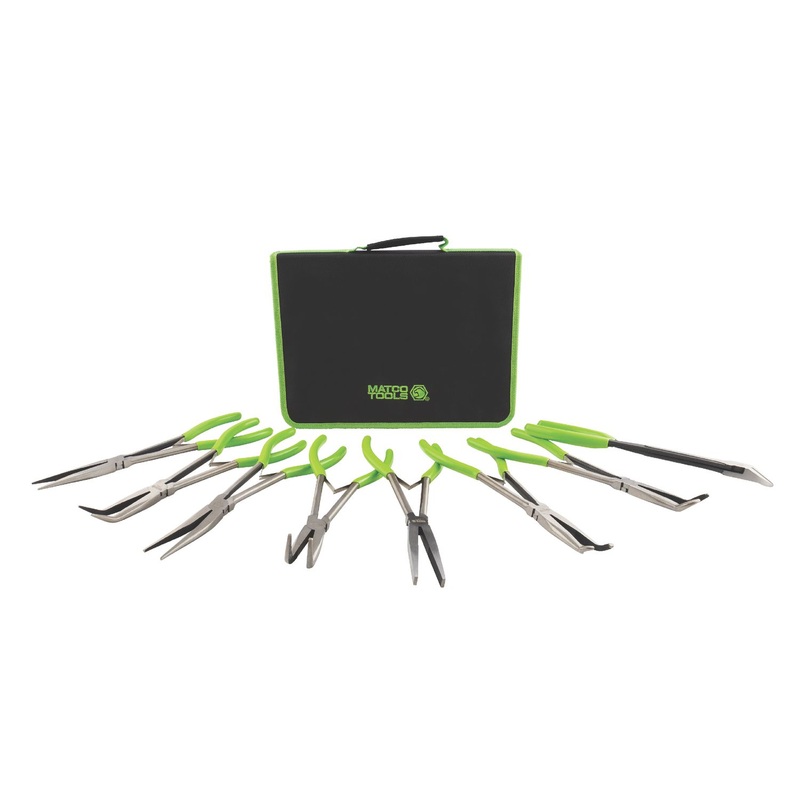8 PIECE LONG REACH PLIERS SET - GREEN