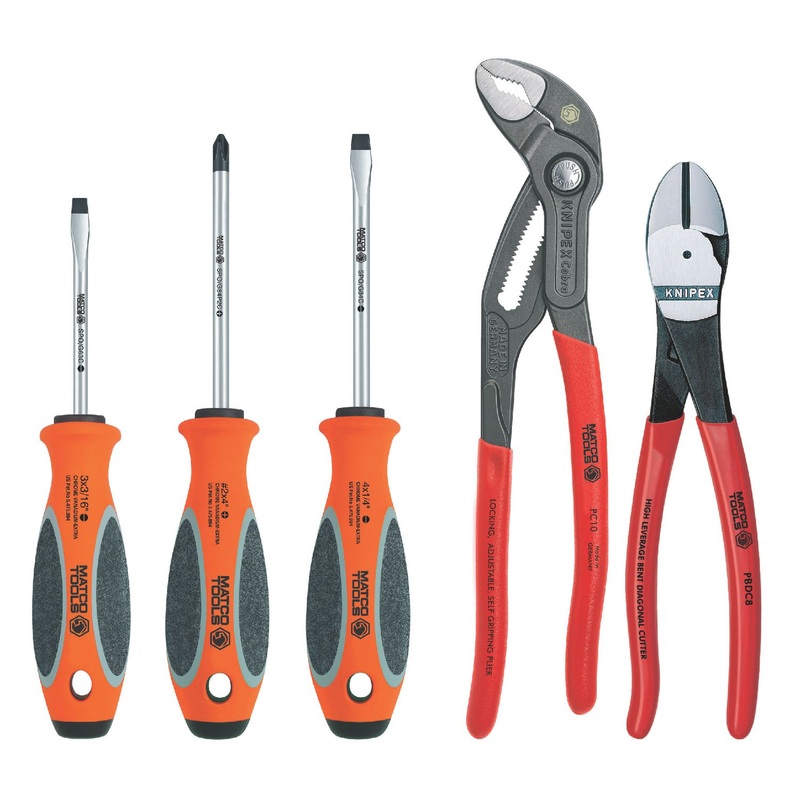 KNIPEX 5 PIECE UNIVERSAL SCREWDRIVER AND PLIERS SET