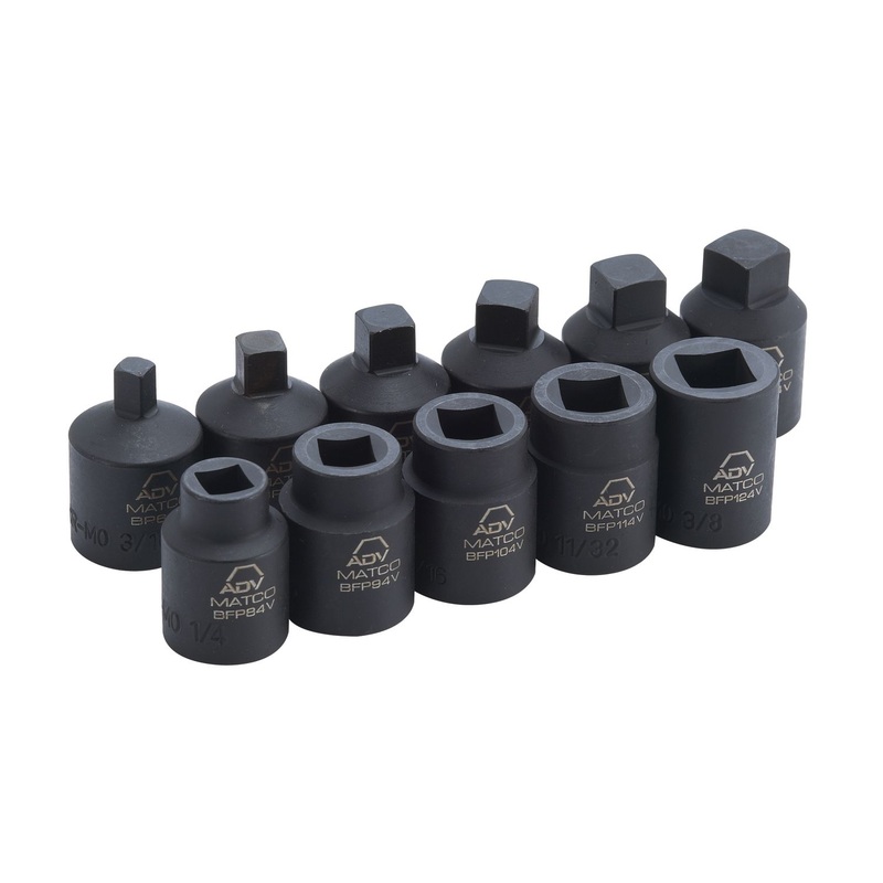 11 PIECE 3/8" DRIVE SAE ADV IMPACT PIPE PLUG SOCKET SET
