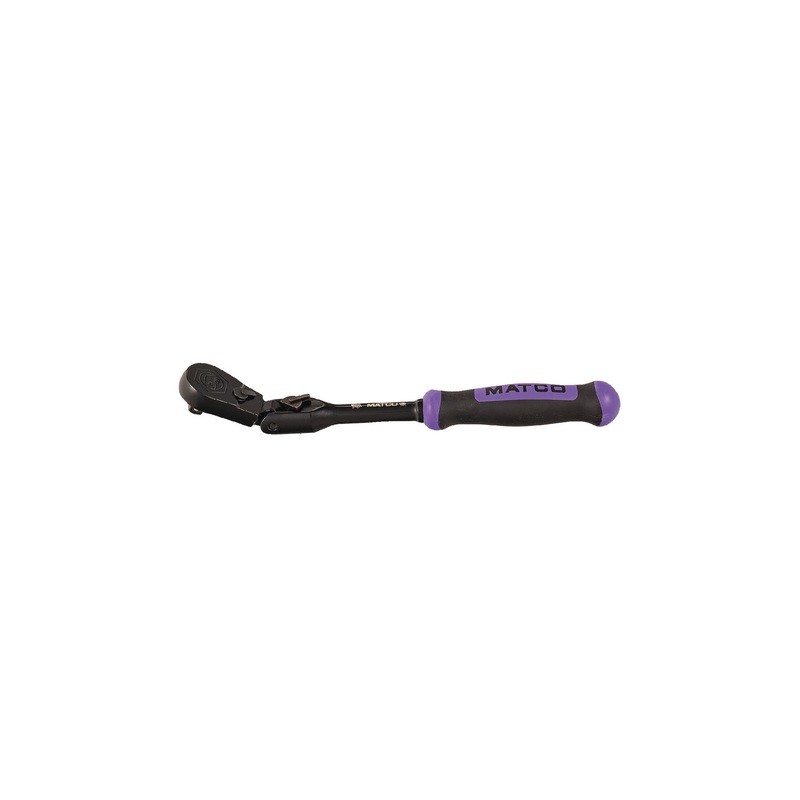 1/4" DRIVE 7-3/4" EIGHTY8 TOOTH BLACK CHROME LOCKING FLEX RATCHET WITH ERGO HANDLE - PURPLE