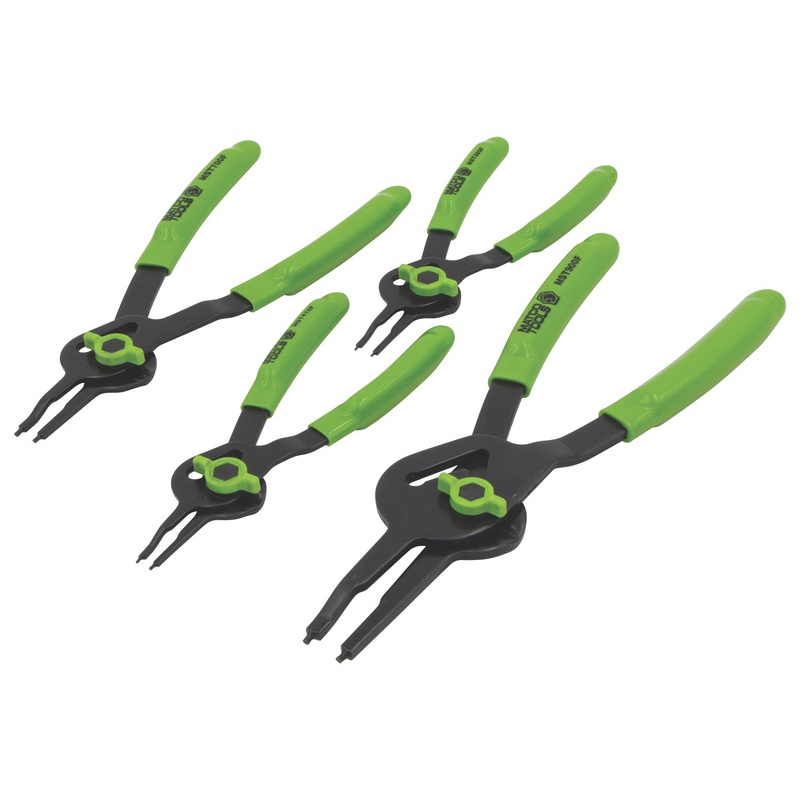 4 PIECE CONVERTIBLE FIXED TIP FLUORESCENT SNAP RING PLIERS SET - 0