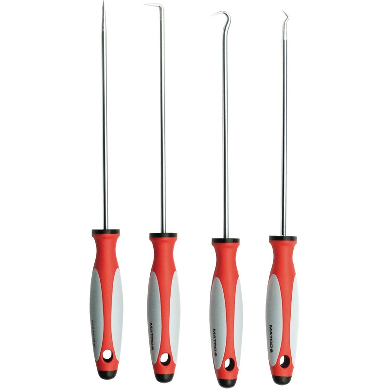 4 PIECE LONG HOOK AND PICK SET - RED
