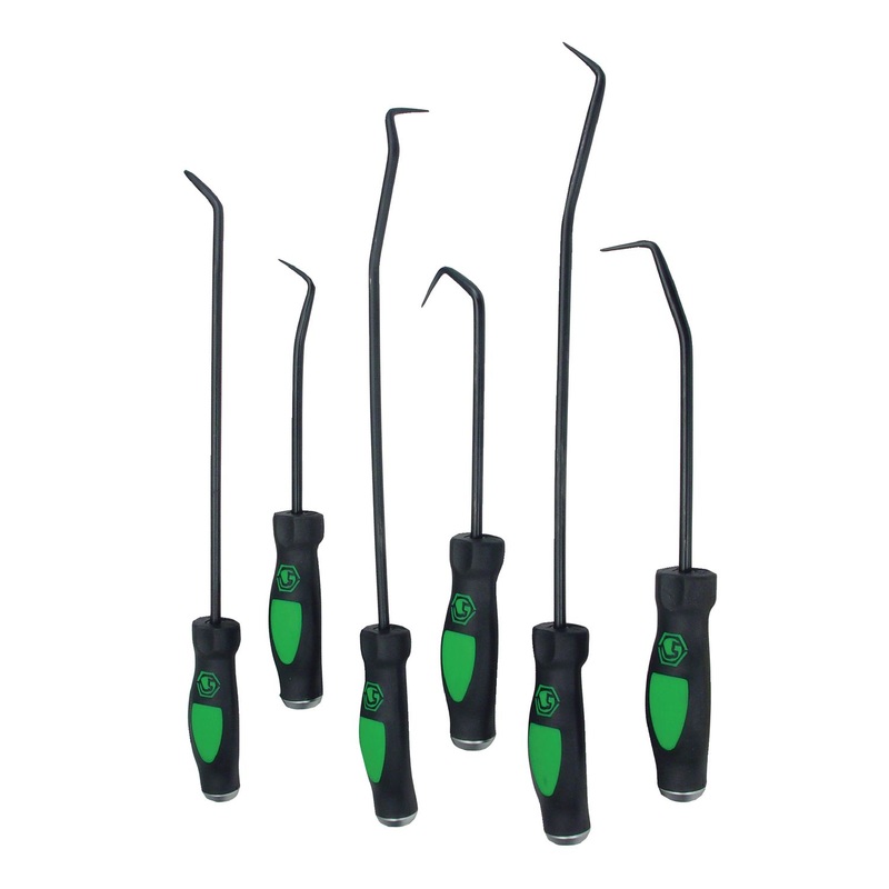6 PIECE GREEN EXTRA LONG HOOK AND PICK SET