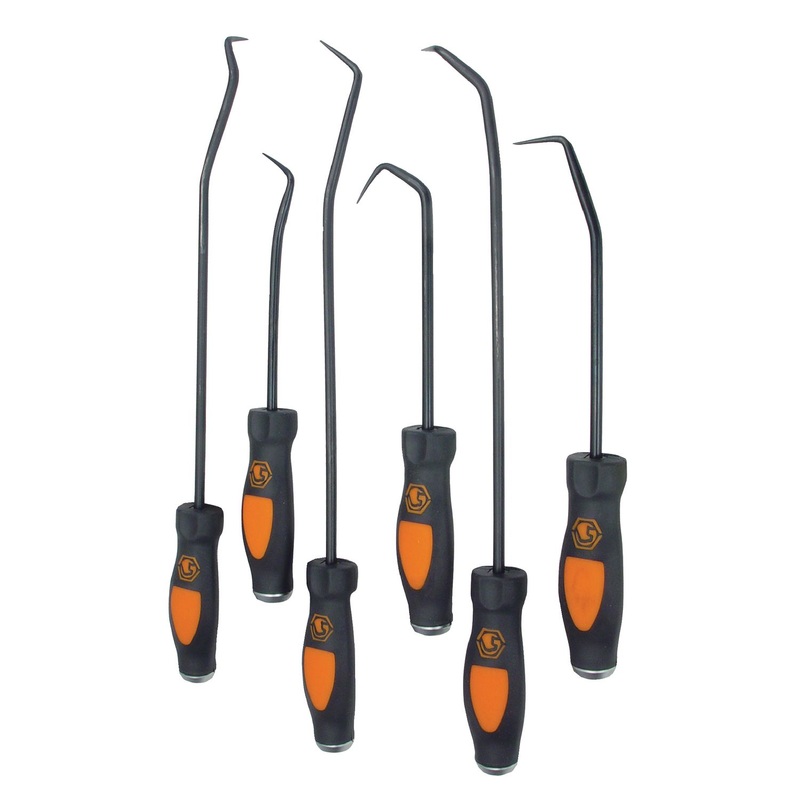 6 PIECE ORANGE EXTRA LONG HOOK AND PICK SET