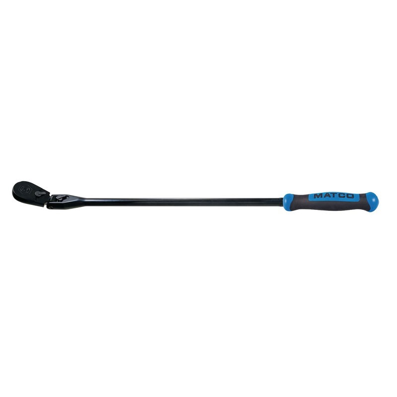 1/2" DRIVE 27-3/8" EIGHTY8 TOOTH BLACK CHROME LOCKING FLEX RATCHET WITH ERGO HANDLE - BLUE