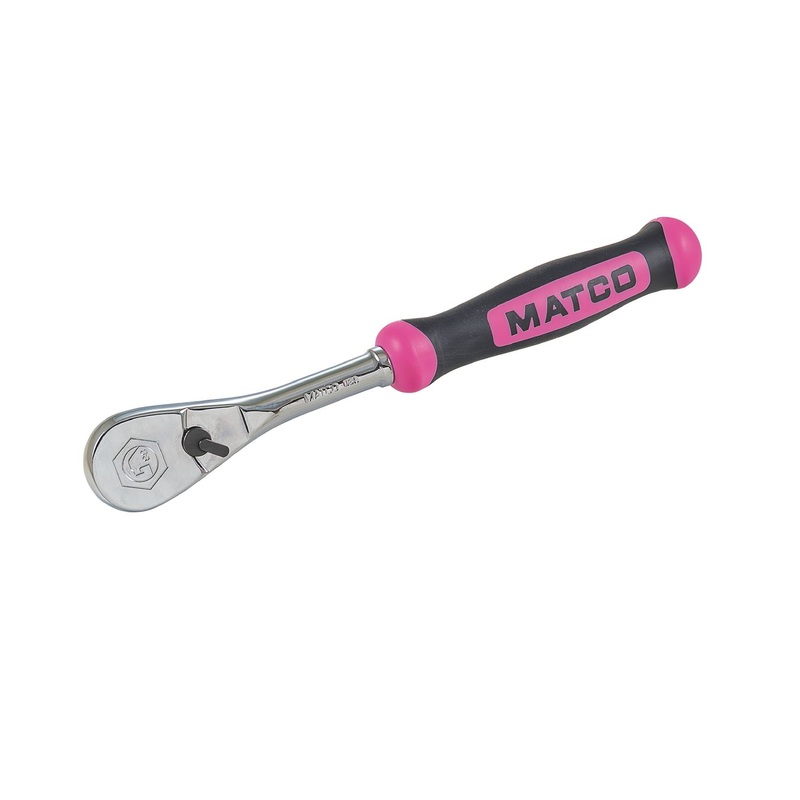 3/8" DRIVE 8-3/4" EIGHTY8 TOOTH FIXED RATCHET WITH ERGO HANDLE - PINK