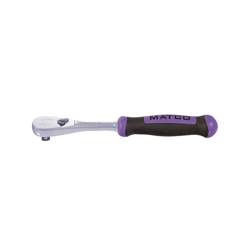 3/8" DRIVE 8-3/4" EIGHTY8 TOOTH FIXED RATCHET WITH ERGO HANDLE - PURPLE