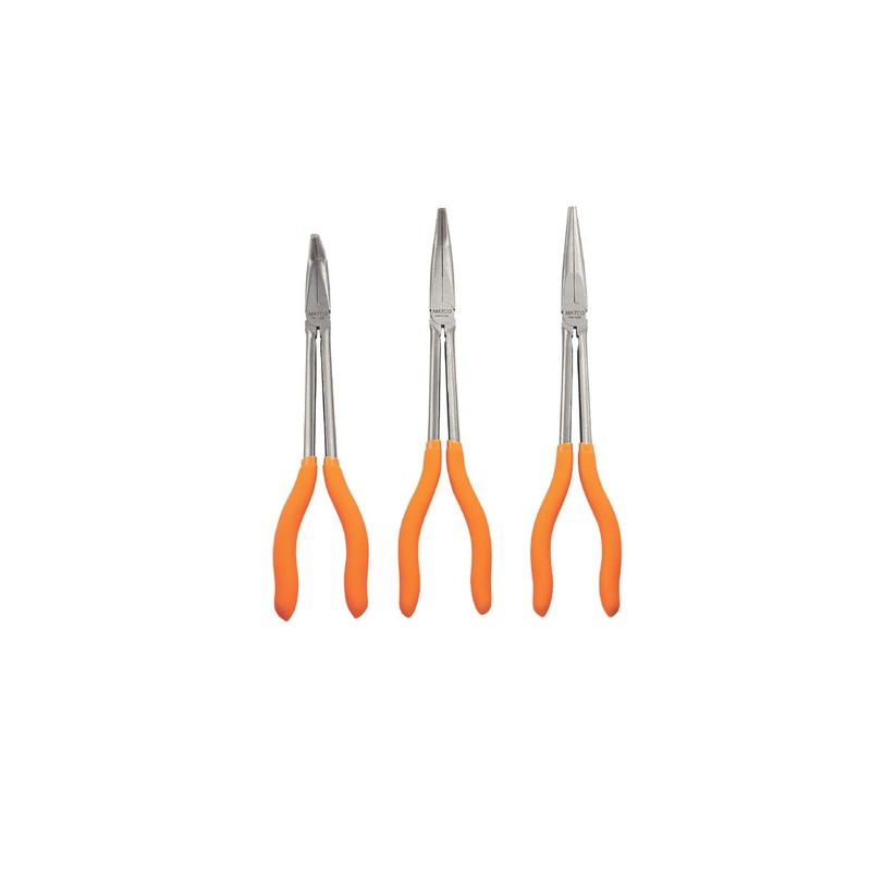 3 PIECE EXTRA LONG NEEDLE NOSE PLIER SET- ORANGE