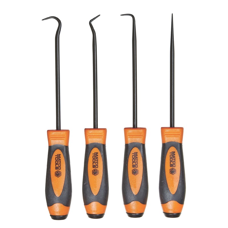 4 PIECE HOOK AND PICK SET WITH METAL CAP - ORANGE