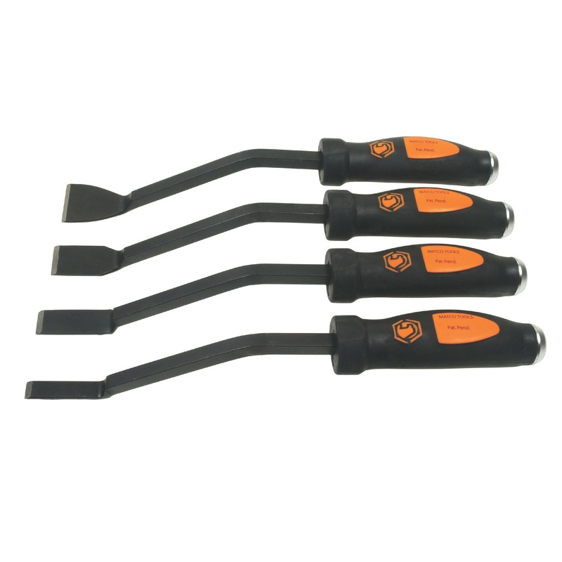 4 PIECE ORANGE ANGLED SCRAPER SET