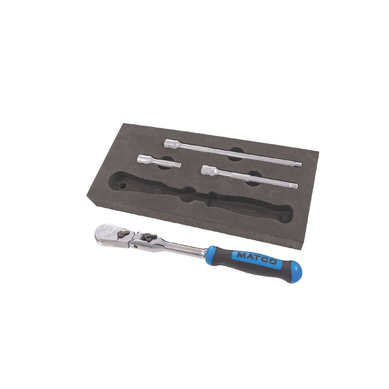 1/4" DRIVE 4 PIECE RATCHET AND EXTENSIONS SET - BLUE
