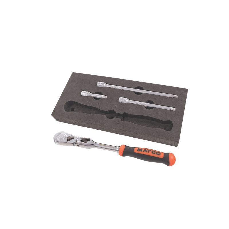 1/4" DRIVE 4 PIECE RATCHET AND EXTENSIONS SET - ORANGE