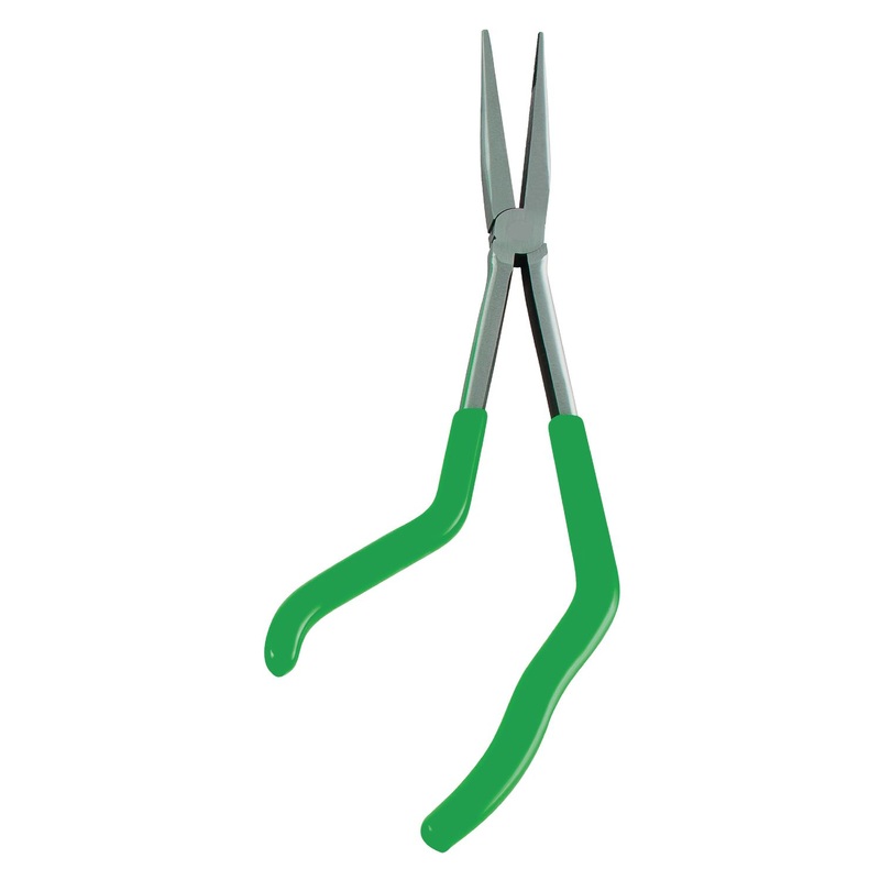 11" GREEN LONG NOSE PLIERS, PISTOL GRIP