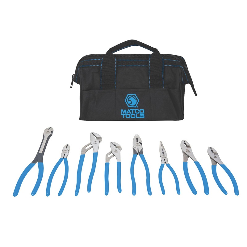 8 PIECE PLIERS SET - BLUE HANDLE
