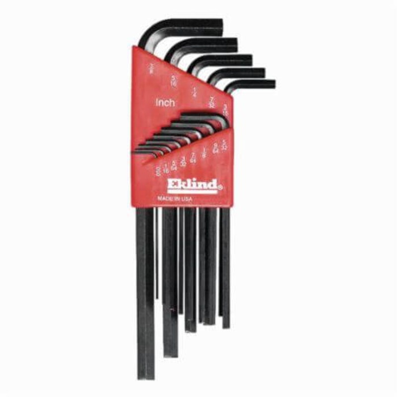 Eklind 10213 Hex-L Long Key Set, 13 pc, 0.05 to 0.375 in Hex, L-Handle, ANSI B18.3, Alloy Steel, Black Oxide