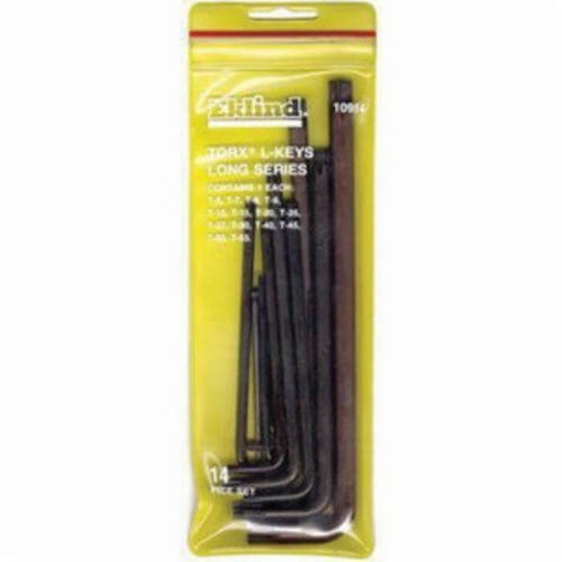 Eklind 10914 Long Key Set with Pouch, 14 pc, T6 to T55 Torx, L-Handle, Alloy Steel, Black Oxide
