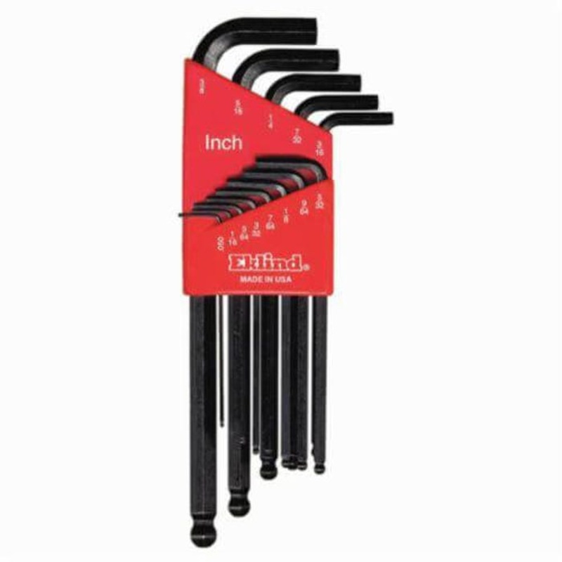 Eklind 13213 Ball-Hex-L Long Key Set with Holder, 13 pc, 0.05 to 0.375 in Hex, Torx Drive, L-Handle, ANSI B18.3, Black Oxide