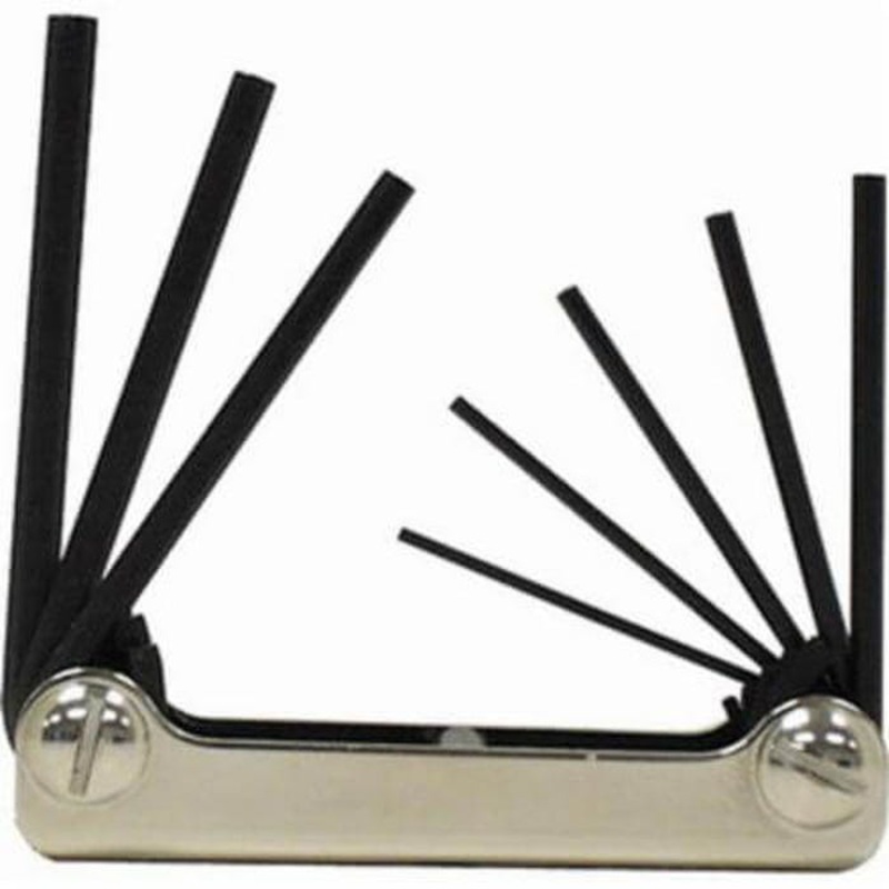 Eklind 20811 Classic Short Key Set, 8 pc, 0.05 to 0.1562 in Hex, Fold-Up Handle, ANSI B18.3, Alloy Steel, Black Oxide