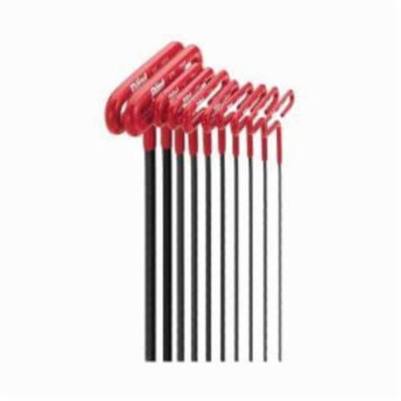 Eklind 53910 Long Key Set with Pouch, 10 pc, 3/32 to 3/8 in Hex, Cushion Grip/Loop T-Handle Handle, ANSI B18.3, Alloy Steel, Black Oxide