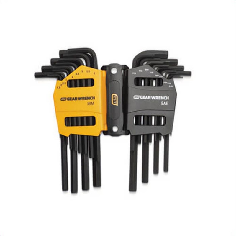 Gearwrench 83504 Long Arm Hex Key Set, 26 pc, 0.05 to 3/8 in, 1.5 to 10 mm Hex, Hex Drive, ASME, Alloy Steel