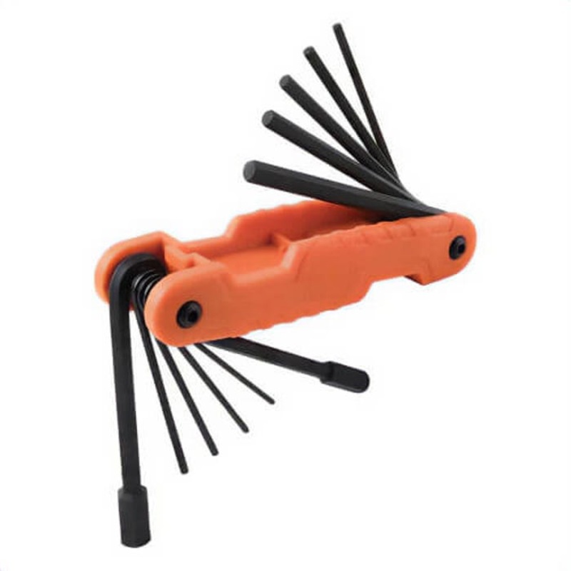 Klein 70550 Pro Heavy Duty Folding Hex Key Set, 11 pc, Hex, Comfortable Grip/Straight Handle, Reinforced Nylon/Steel