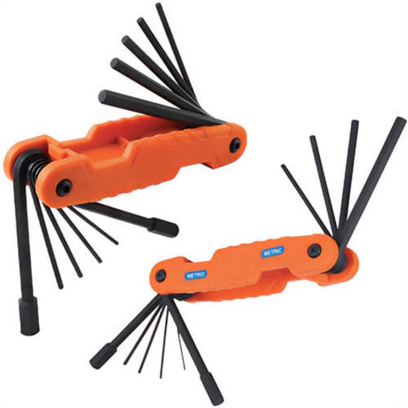 Klein 70552 Pro Folding Hex Key Set, SAE and Metric, CR-V Steel, Orange, 21 pc