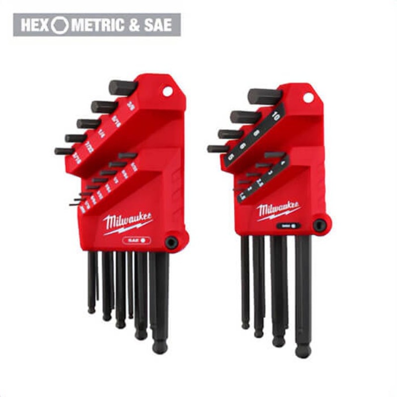 Milwaukee 48-22-2187 22-Key Ball End L-Style Hex Key Se, SAE/Metric