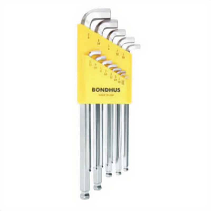 Bondhus 16737 Long Key Set, 13 pc, 0.05 to 0.375 in Hex, L-Handle Handle, Protanium High Torque Steel, BriteGuard