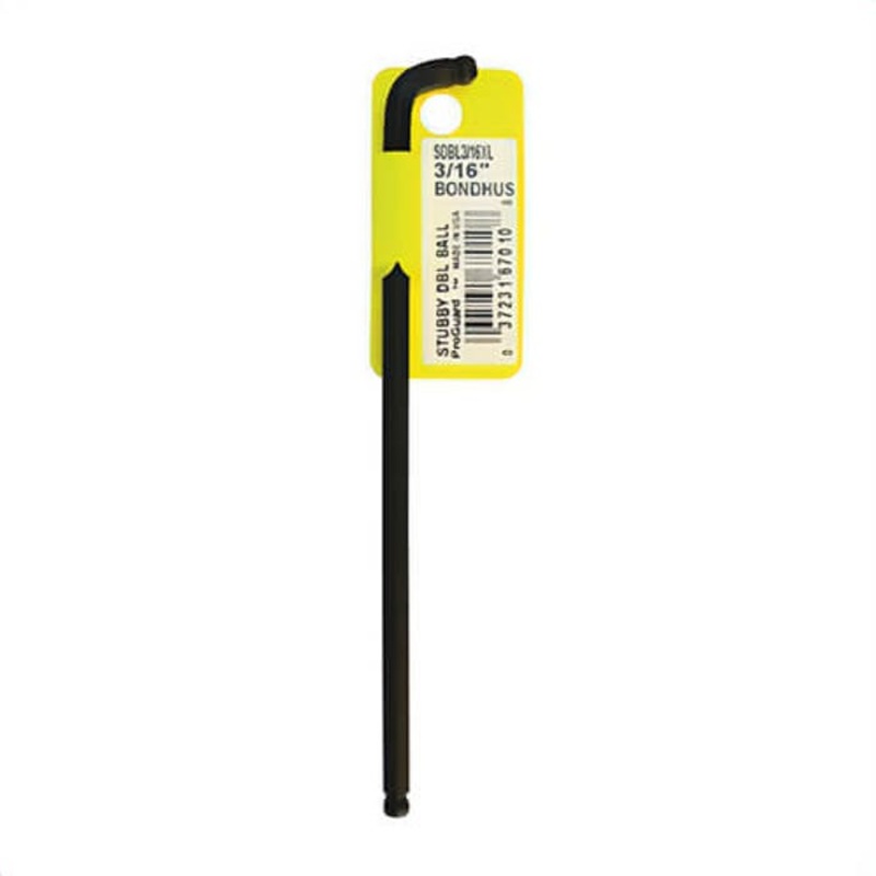 Bondhus 67012 Double Ball End Stubby Hex Key, Hex Drive, L-Handle Handle, Protanium High Torque Steel, ProGuard