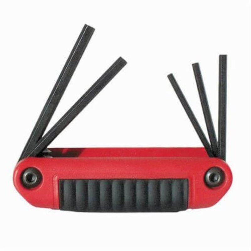 Eklind 25611 Ergo-Fold Short Key Set, 6 pc, 5/32 to 3/8 in Hex, Torx Drive, Ergonomic Grip/Fold-Up Handle, ANSI B18.3, Black Oxide