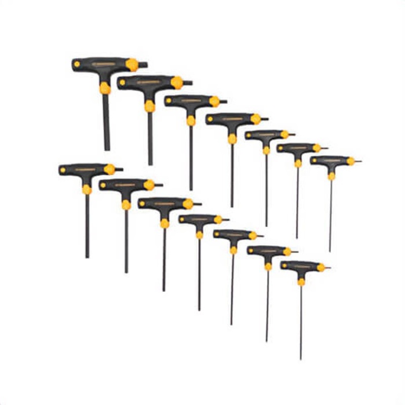 Gearwrench 83514 Standard Hex Key Set, 14 pc, 3/32 to 1/4 in, 2.5 to 10 mm Hex, Hex Drive, T-Handle Handle, ASME, Alloy Steel