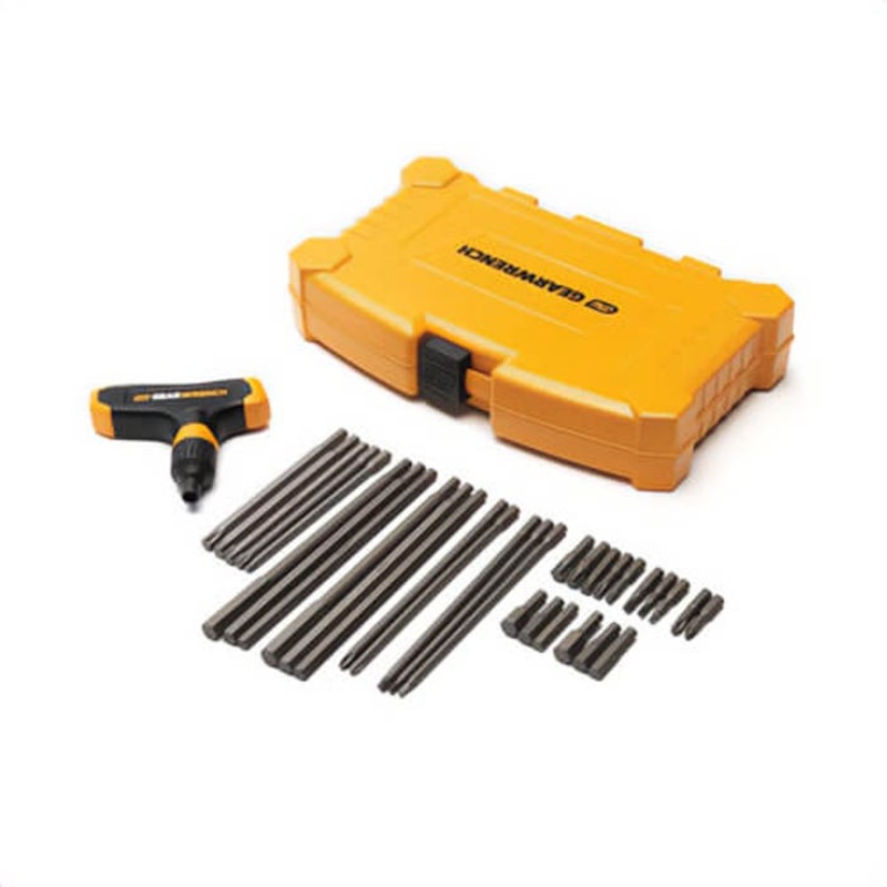 Gearwrench 83518 Phillips Slotted Standard Square Hex Key Set, 33 pc, 3/8 to 1/4 in, 1 to 10 mm Hex, T24 to T50 Torx, Hex/Torx Drive, T-Handle Handle