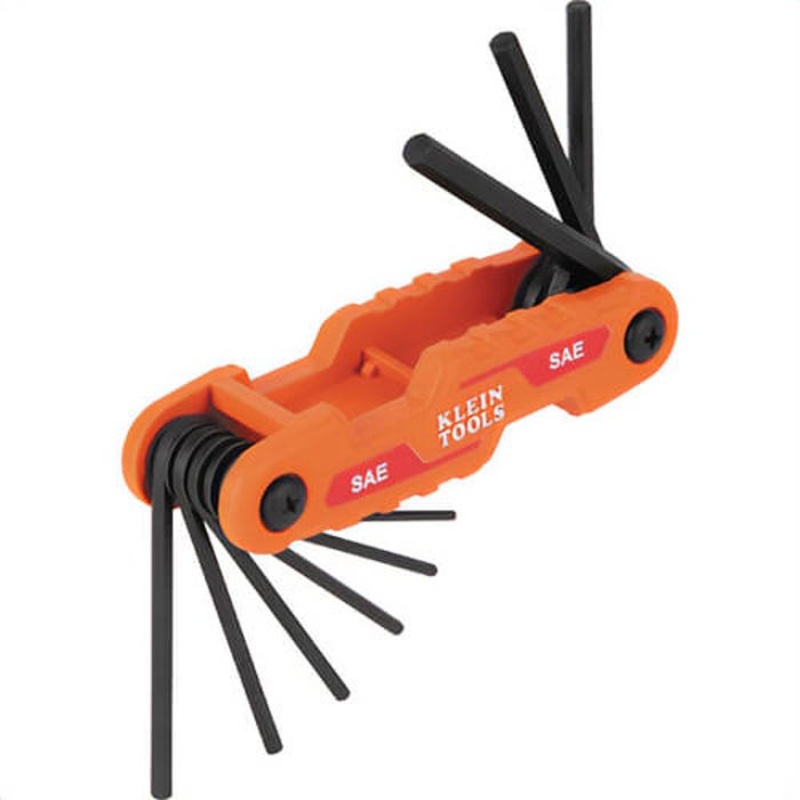 Klein 70540 Compact Folding Hex Key Set, SAE, CR-V Steel, Orange, 9 pc