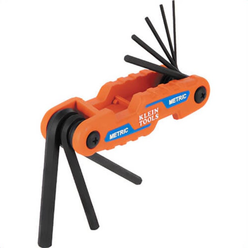 Klein 70540M Compact Folding Hex Key Set, 8-Key, Metric Sizes, Orange, CR-V Steel