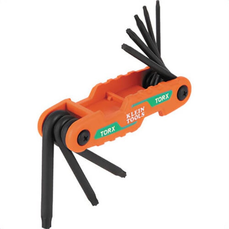 Klein 70540T Compact Folding Hex Key Set, 8-Key, Torx Sizes, Orange, CR-V Steel