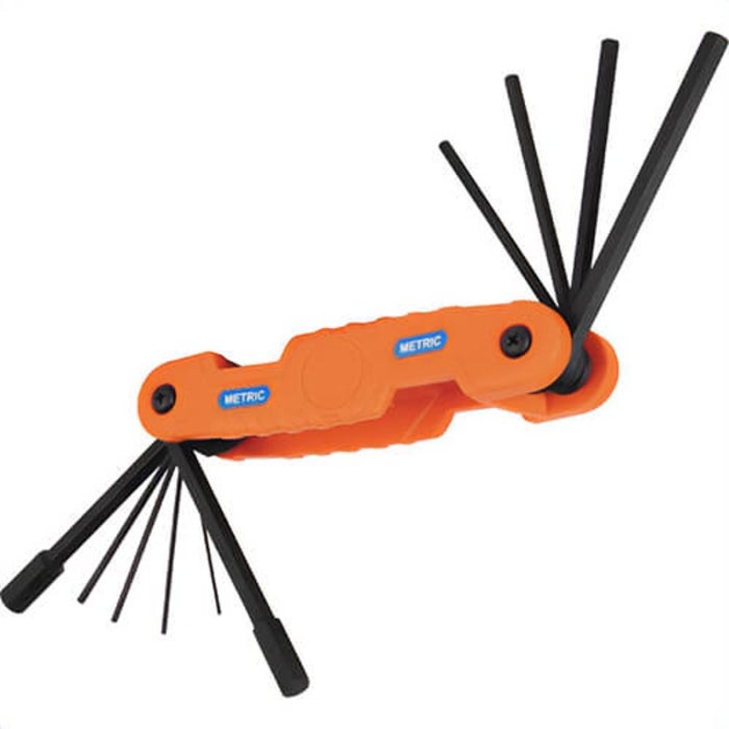 Klein 70550M Pro Folding Hex Key Set, 10-Key, Metric Sizes, Orange, CR-V Steel