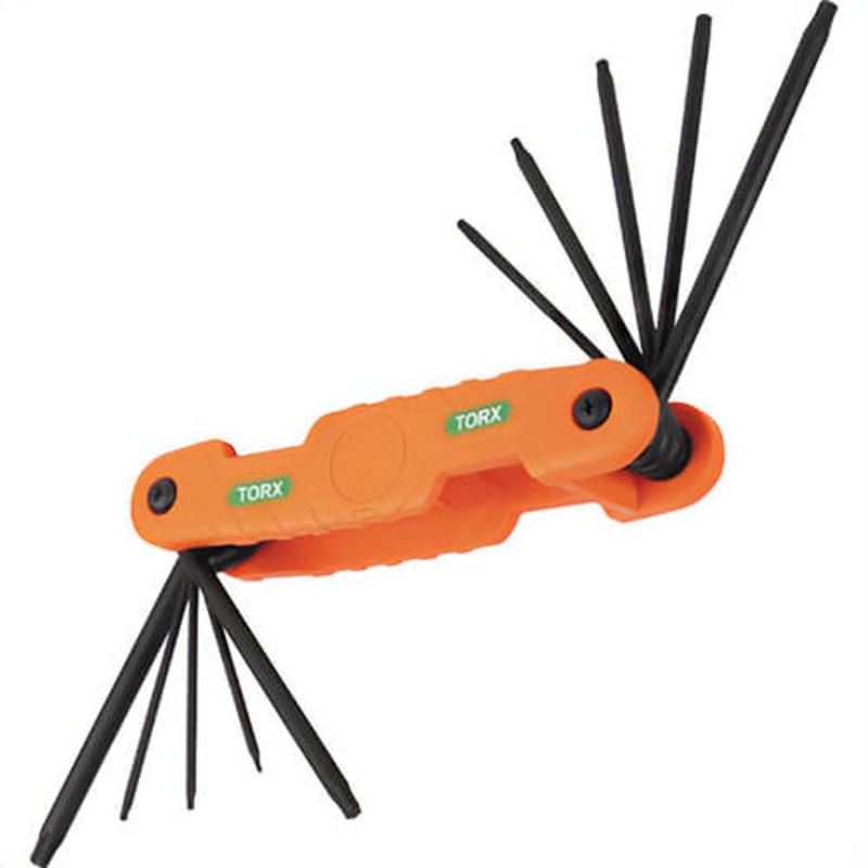 Klein 70550T Pro Folding Hex Key Set, 10-Key, Torx Sizes, Orange, CR-V Steel