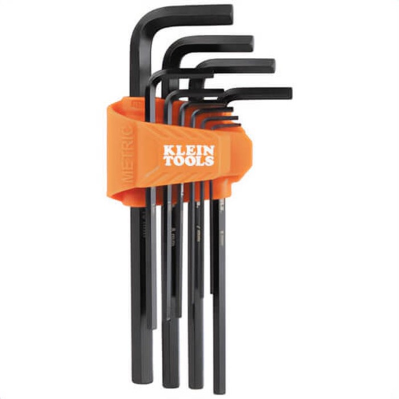 Klein LS10M Standard Long Hex Key Set, Metric, CR-V Steel, Orange, 10 pc