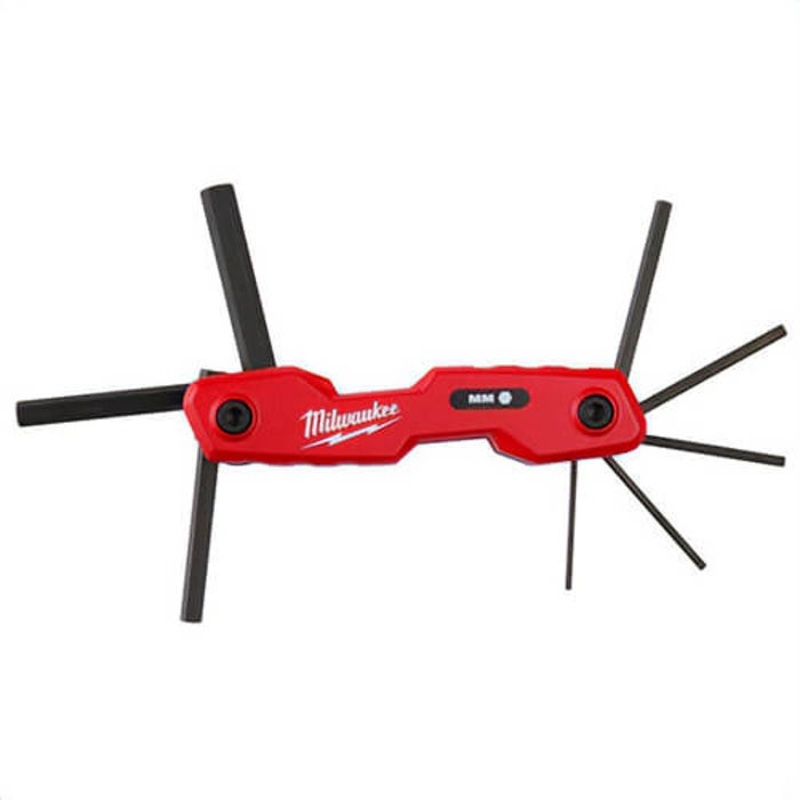 Milwaukee 48-22-2182 Folding Hex Key Set, 8-Key, 1.5, 2, 2.5, 3, 4, 5, 6, 8 mm Hex, 8 pc