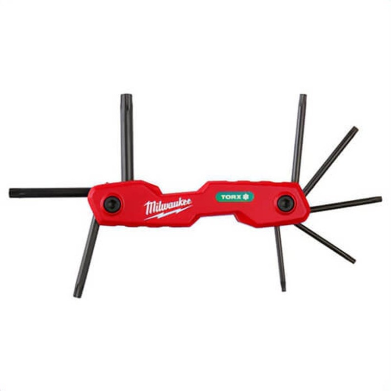 Milwaukee 48-22-2184 Folding Hex Key Set, 8-Key, T9, T10, T15, T20, T25, T27, T30, T40 Hex, 8 pc