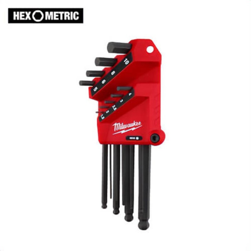 Milwaukee 48-22-2186 9-Key Ball End L-Style Hex Key Set, Metric