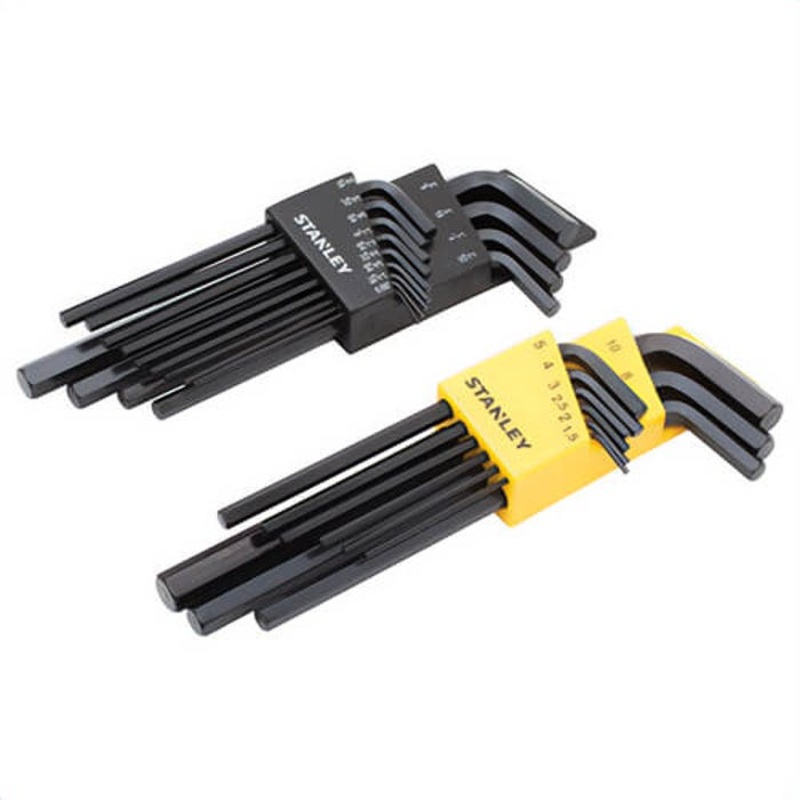 Stanley 85-753 Long Arm Hex Key Set, 22 pc, 1/20 to 3/8 in, 1.5 to 10 mm Hex, ANSI Specified, Steel, Black Oxide