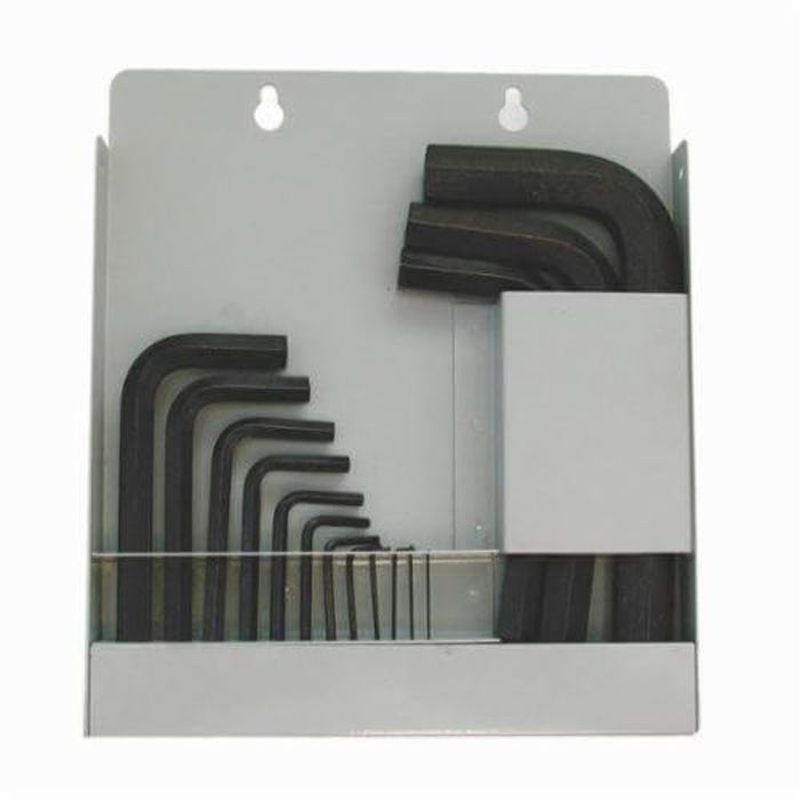 Eklind 10515 Hex-L Short Key Set with Metal Box, 15 pc, 0.7 to 17 mm Hex, L-Handle, ANSI B18.3, Alloy Steel, Black Oxide