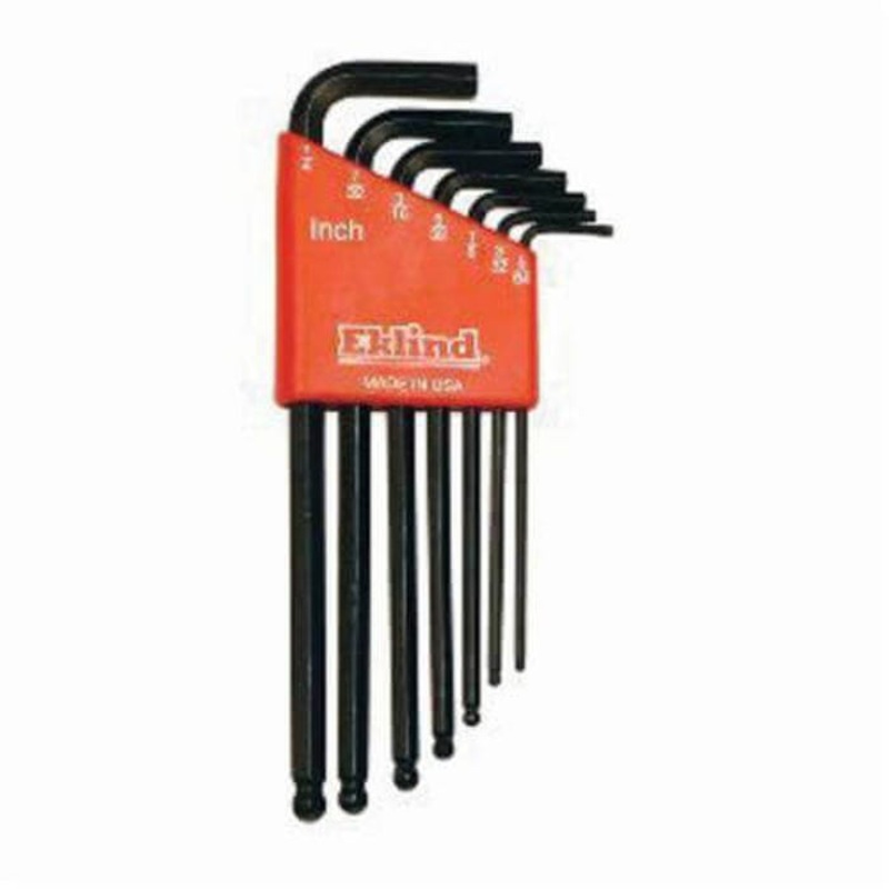 Eklind 13207 Ball-Hex-L Long Key Set, 7 pc, 5/64 to 1/4 in Hex, Torx Drive, L-Handle, Alloy Steel, Black Oxide