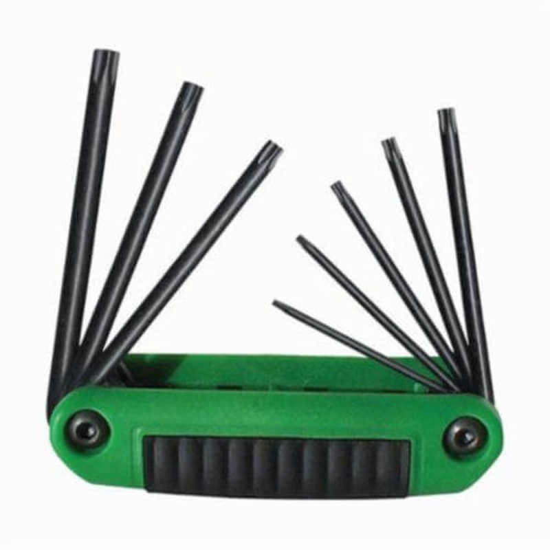 Eklind 25581 Ergo-Fold Short Key Set, 8 pc, T8 to T40 Torx, Ergonomic Grip/Fold-Up Handle, ANSI B18.3, Alloy Steel, Black Oxide