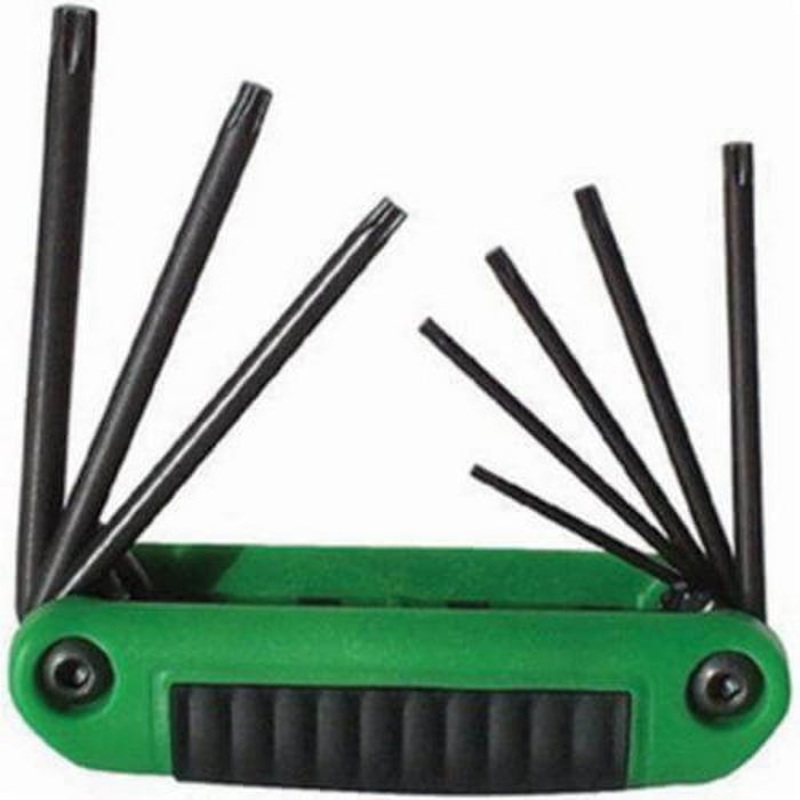 Eklind 25582 Ergo-Fold Short Key Set, 8 pc, T6 to T25 Torx, Ergonomic Grip/Fold-Up Handle, ANSI B18.3, Alloy Steel, Black Oxide