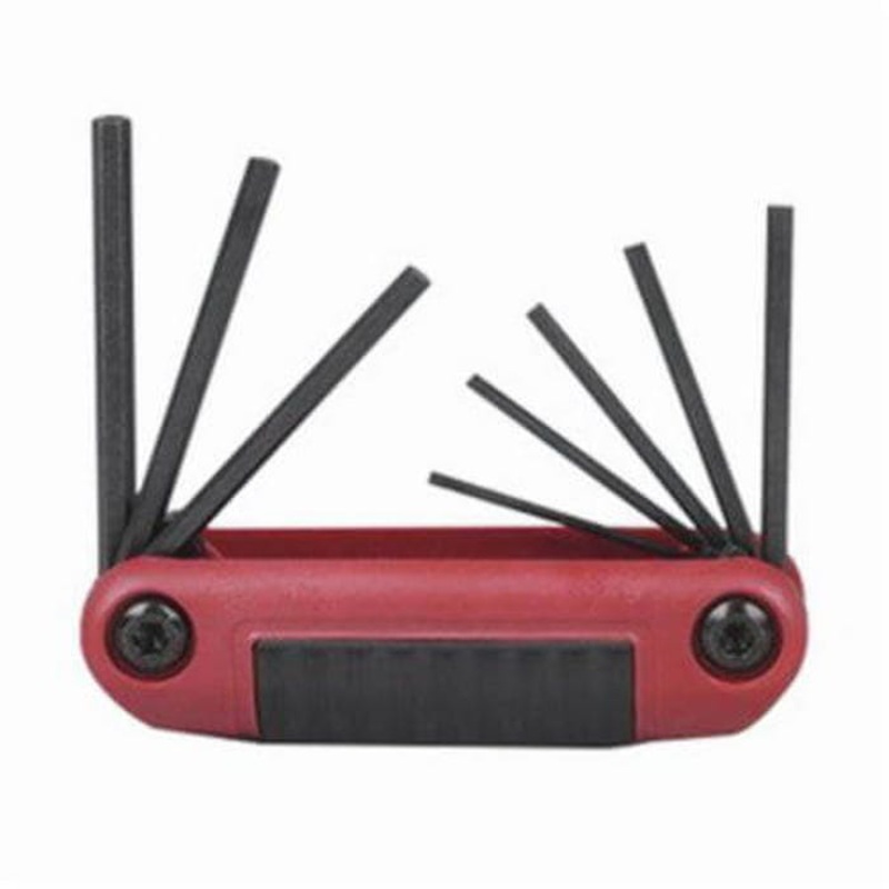 Eklind 25912 Ergo-Fold Short Key Set, 9 pc, 0.05 to 0.1875 in Hex, Ergonomic Grip/Fold-Up Handle, ANSI B18.3, Alloy Steel, Black Oxide