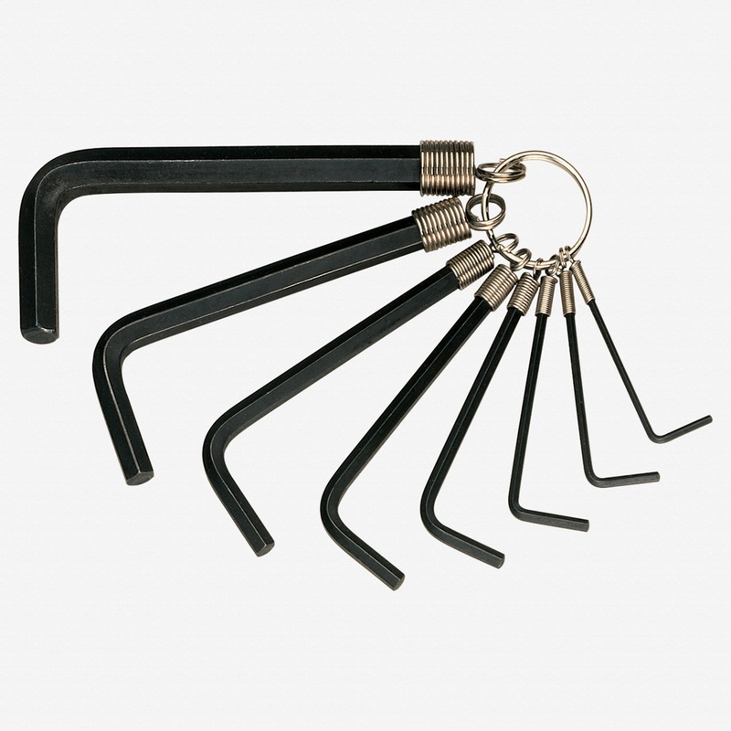 Heyco Short Arm Hex SAE L-key Set on Keyring, 8 Pieces