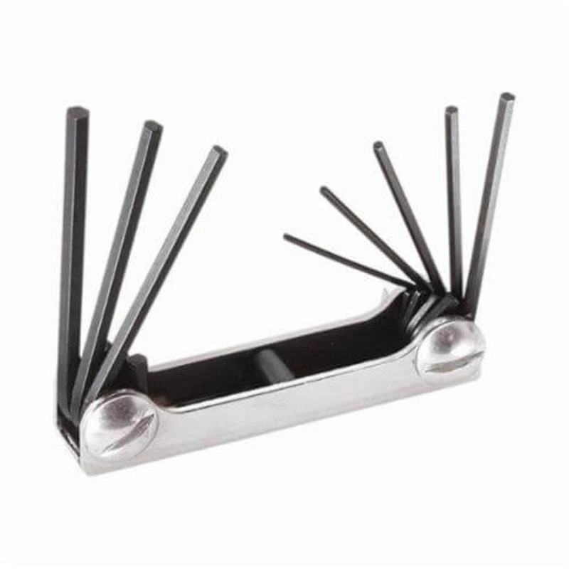 Klein 70581 Folding Hex Key Set, 8 pc, 2-Position, 1/20 to 5/32 in Hex, 1-7/8 to 3 in L Keys, Alloy Steel, Black Oxide