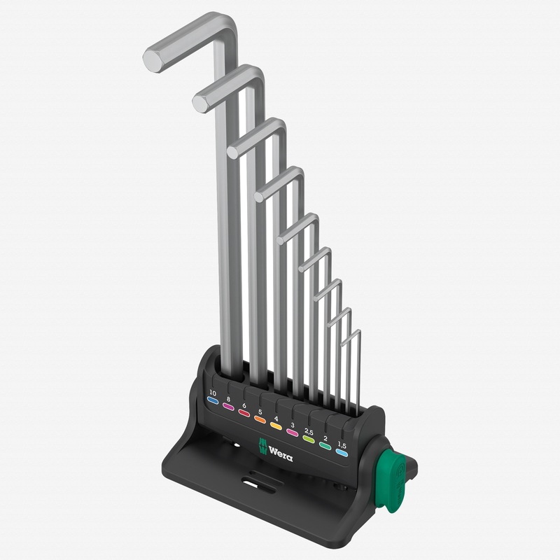 Wera 022102 950/9 Hex-Plus 8 L-key Set, Metric, Chrome-plated, 9 Pieces